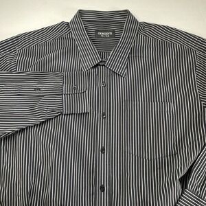 Giorgenti New York Custom Tailored Business Dress Shirt Size 3X 4X Black Stripe
